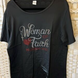 NEW Woman Of Faith Bling Rhinestone Tee Shirt S/3x